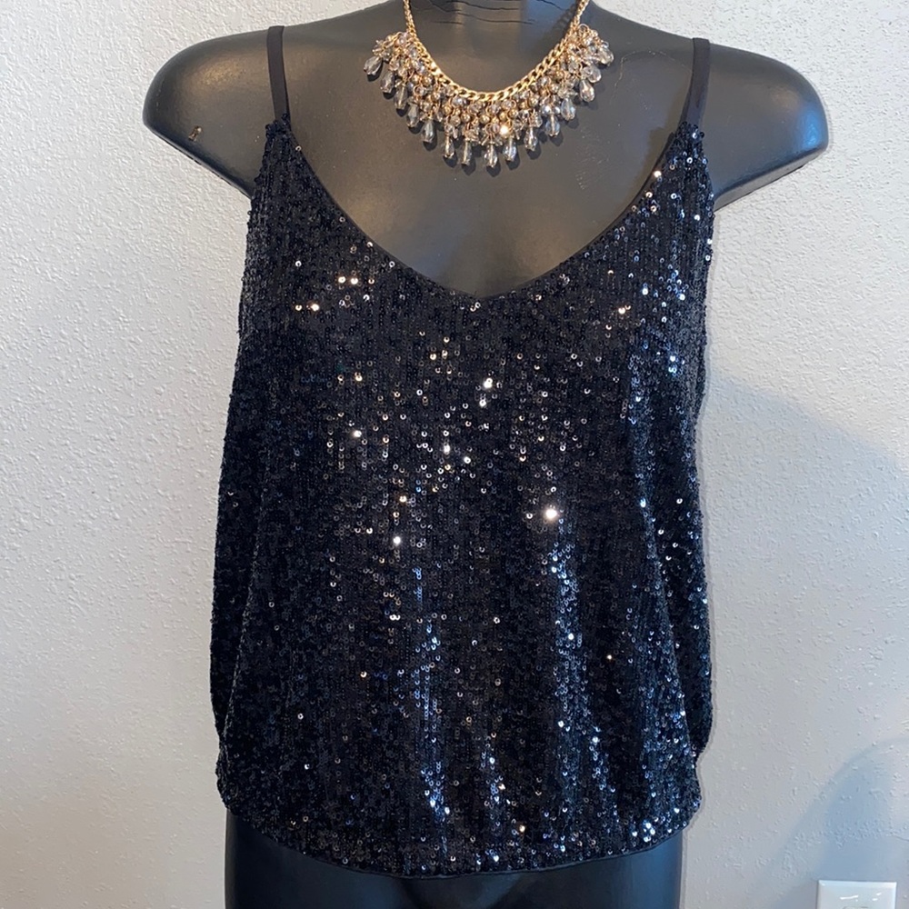 NWT Express black sequin top